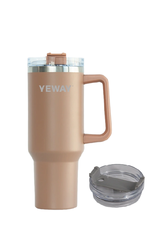 Classic 40oz quencher style tumbler with handle for wholesale stainless steel drinkware projects